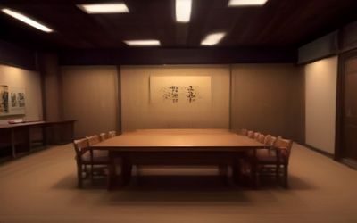 广交会展厅内部参展商展位，精心布置的产品陈列台前外国采购商驻足洽谈，灯光明亮专业