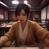 采购顾问张慧敏头像，职业装，微笑，展会现场背景